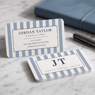 Blue Cabana Stripe Professional Business Card