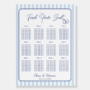 Blue Cabana Stripe Wedding Seating Chart Foam Board
