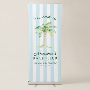 Blue Cabana Stripes Palm Bach Club Welcome Retractable Banner
