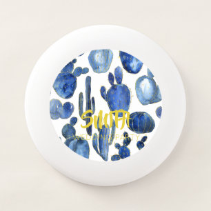 Blue Cactus Art Desert Chic Gold Wedding Party Fun Wham-O Frisbee