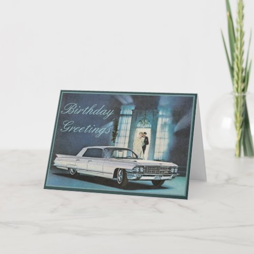 Blue Cadillac Elegant Birthday Card