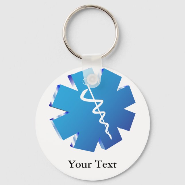 Blue caducers medical gifts keychain (Front)