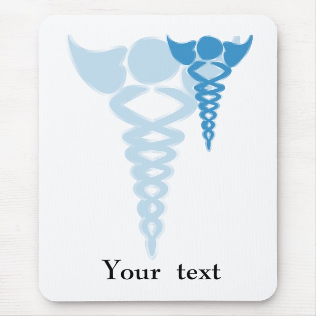 Blue caduceus medical gifts mouse pad (Front)