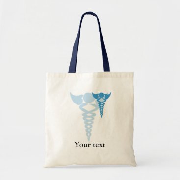 Blue caduceus medical gifts tote bag
