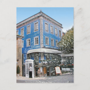 Blue Cafe on the Corner Postcard