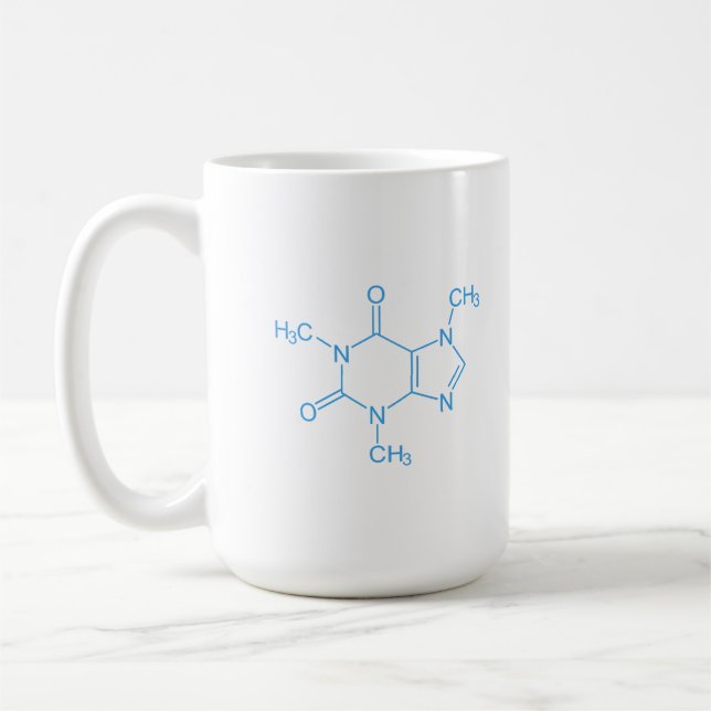 Blue Caffeine Molecule Coffee Mug (Left)