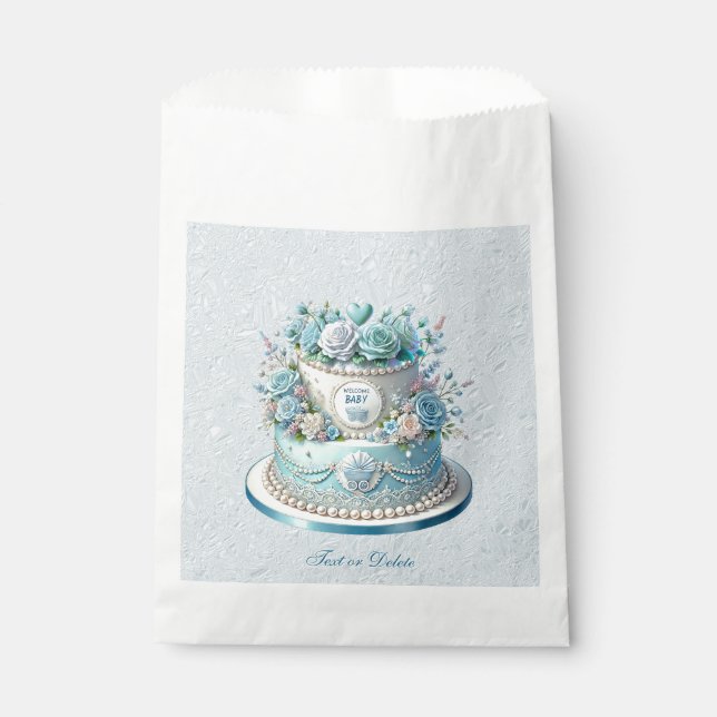Blue Cake Flowers Favor Bags (Front)