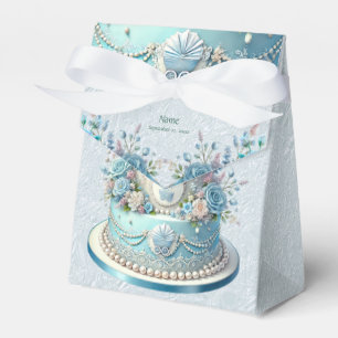 Blue Cake Flowers Favor Box
