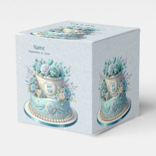 Blue Cake Flowers Favor Box