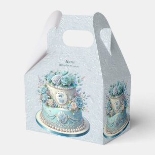 Blue Cake Flowers Favor Box