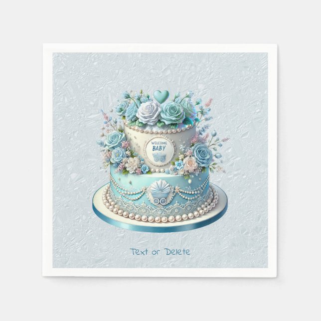 Blue Cake Flowers Napkins (Front)