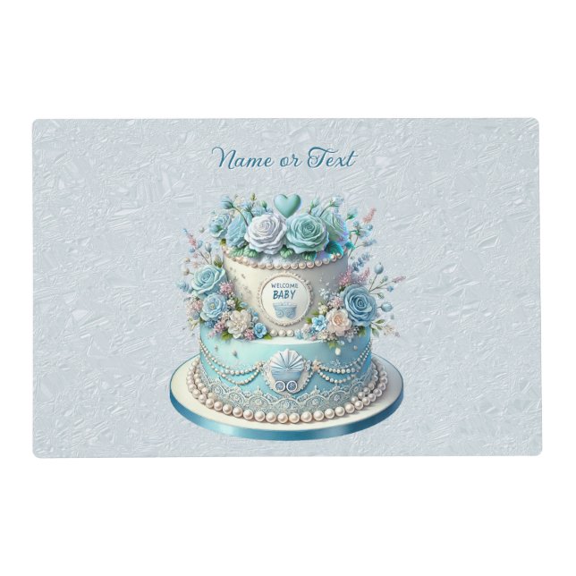 Blue Cake Flowers Placemat (Front)