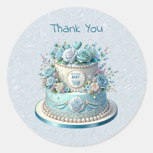 Blue Cake Flowers Sticker (Front)