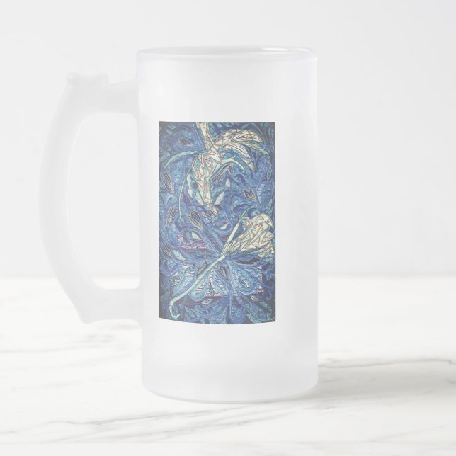 Blue cake frosted glass beer mug (Left)