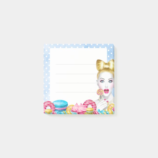 Blue Cake Post-it Notes Cute Bakery Office Memo  (Front)