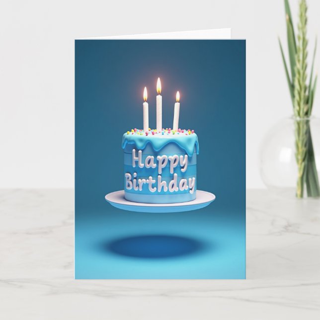 Blue Cake Sprinkles Birthday Card (Front)