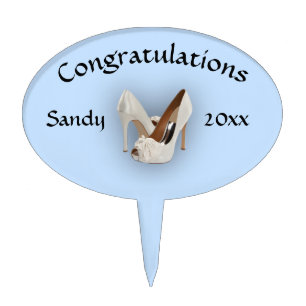 Blue Cake Topper with Heels Name and Date