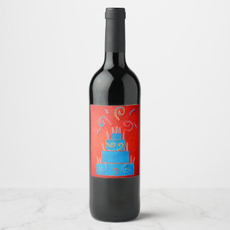 Blue cake wine label