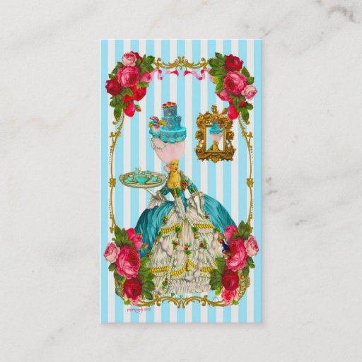 Customizable Blue Cakes and Pink Rose Tea Business Card