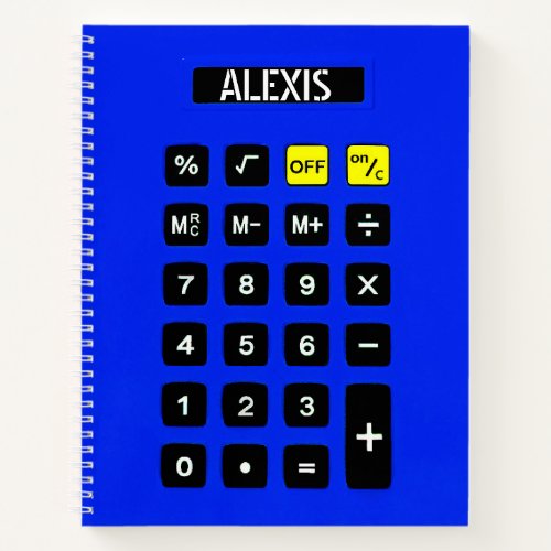 Blue Calculator with Name  Notebook