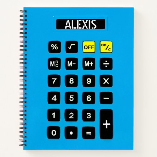 Blue Calculator with Name Notebook