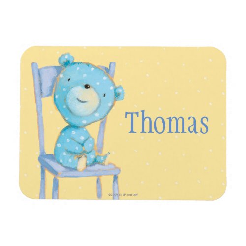 Blue Calico Bear Smiling on Chair Magnet