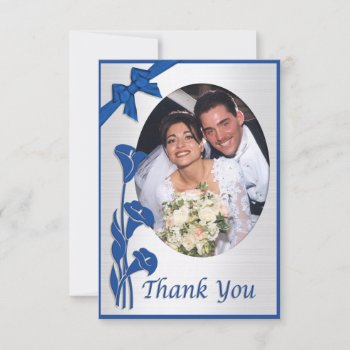 Blue Calla Lilies Thank You Card With Photo by Irisangel at Zazzle
