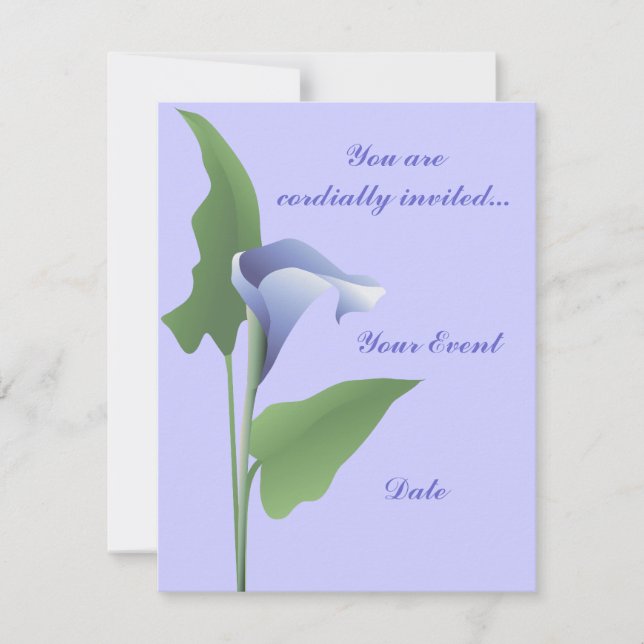 Blue Calla Lily Floral Invitation (Front)