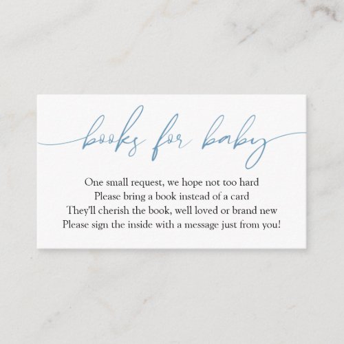Blue Calligraphy Books for Baby Request Enclosure Card