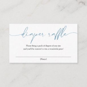 Blue Calligraphy Diaper Raffle Enclosure Card