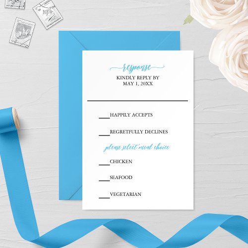 Blue Calligraphy Wedding RSVP Card