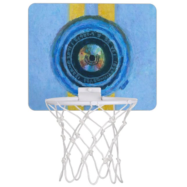 Blue Camera Mini Basketball Hoop (Front)