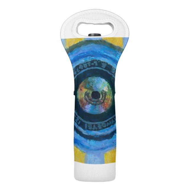 Blue Camera Wine Bag (Front)