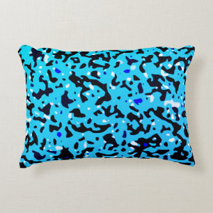 Blue Camo Abstract Pattern Accent Pillow