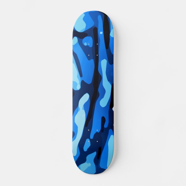 Blue Camo Abstract Pattern Skateboard Deck (Front)
