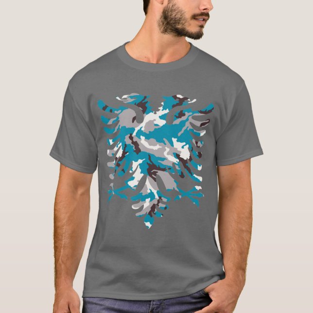 Blue Camo Albanian Eagle T-Shirt (Front)