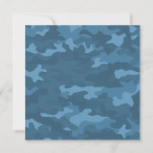 Blue Camo Baby Boy Shower or Party Invitation (Back)