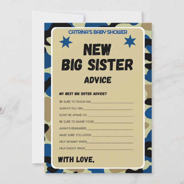 Blue Camo Baby Shower - Editable Name, 5x7  Invitation (Front)