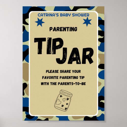 Blue Camo Baby Shower Sign