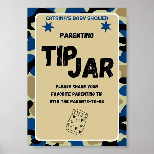 Blue Camo Baby Shower Sign (Front)
