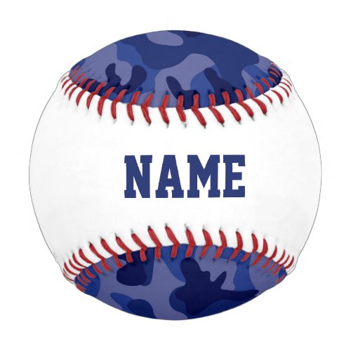 Blue Camo Baseball Personalized Name Red White