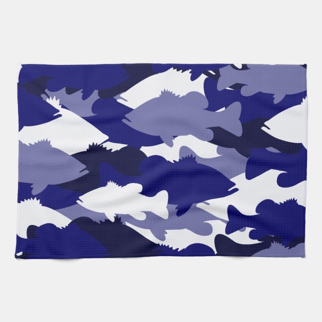 Blue Camo Bass Fishing Towel (Horizontal)