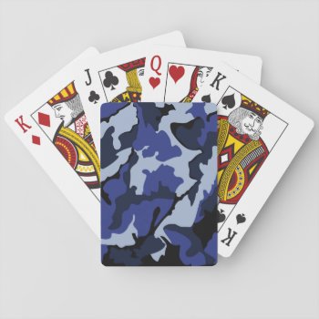 Blue Camo  Bicycle Playing Cards by StormythoughtsGifts at Zazzle