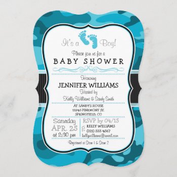 Blue Camo  Camouflage Baby Shower Invitation by Favors_and_Decor at Zazzle