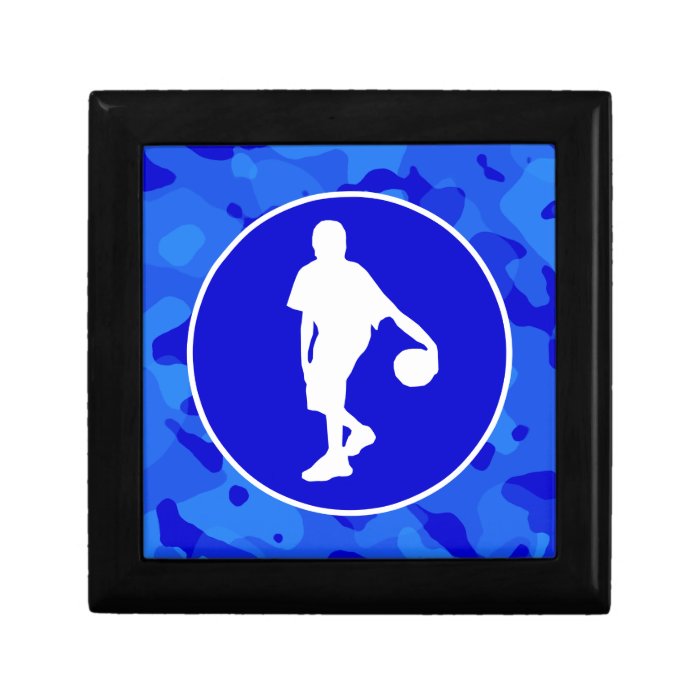 Blue Camo; Camouflage Basketball Jewelry Box