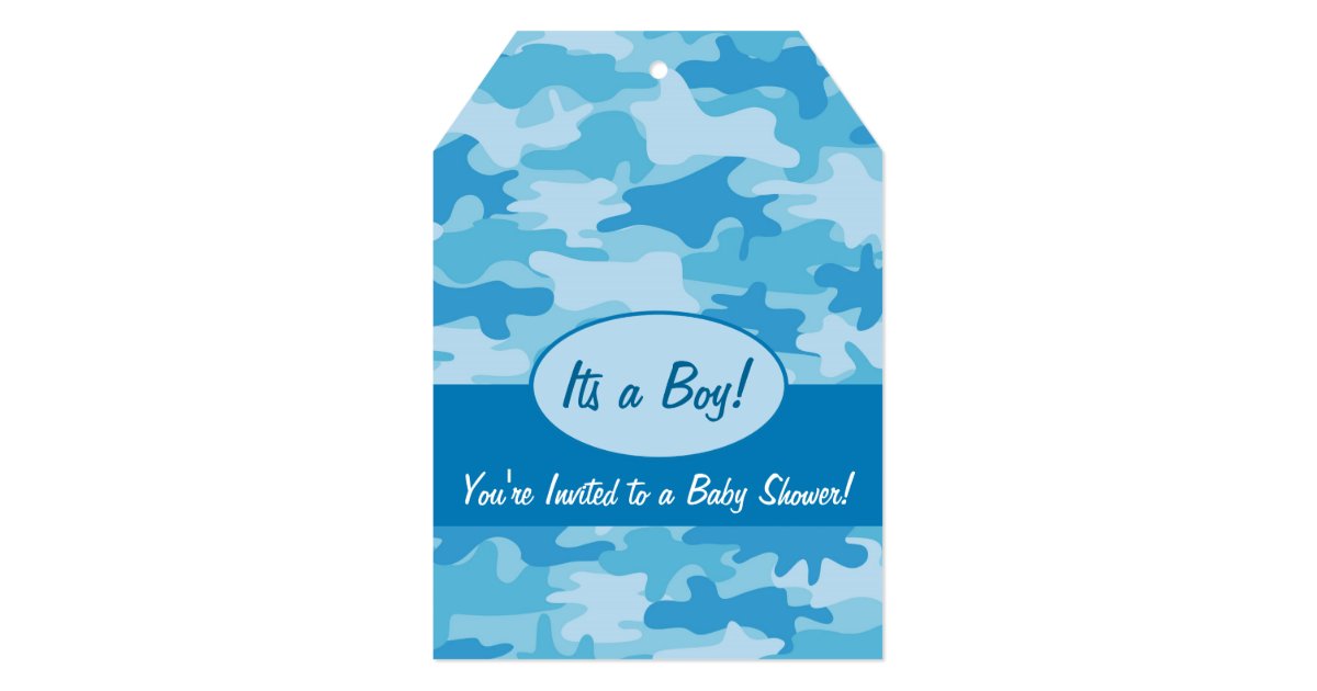 Blue Camo Camouflage Boy Baby Shower Invitation Zazzle Com