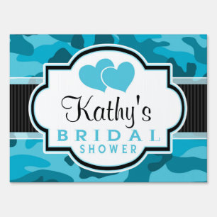 Blue Camo, Camouflage Bridal Shower Yard Sign