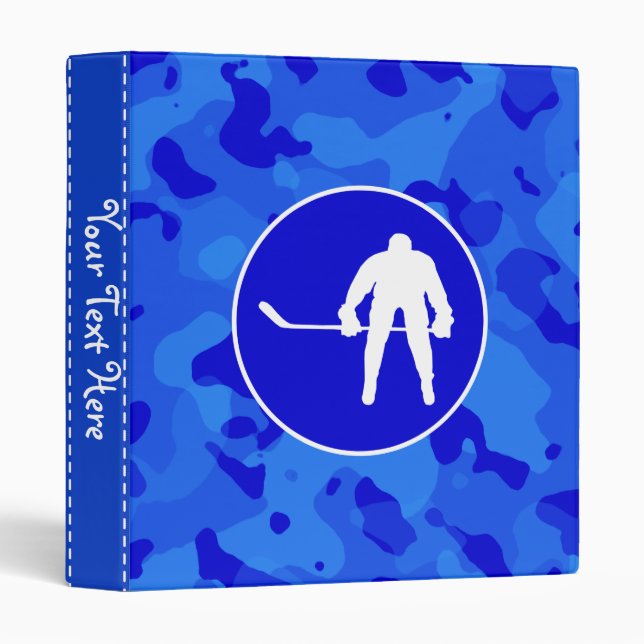 Blue Camo; Camouflage Hockey 3 Ring Binder (Front/Spine)