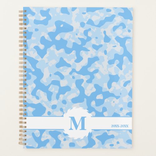 Blue Camo Camouflage Monogram Initial Planner