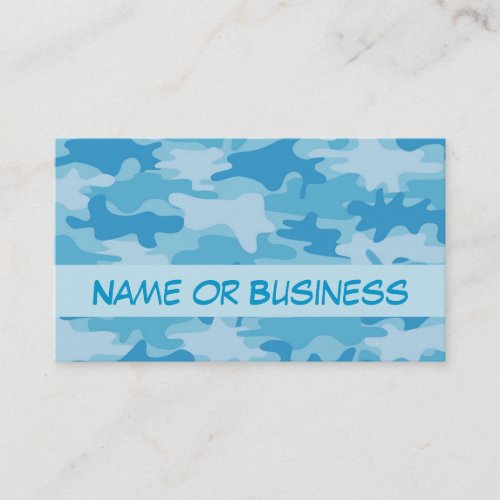 Blue Camo Camouflage Name Personalized Business Card